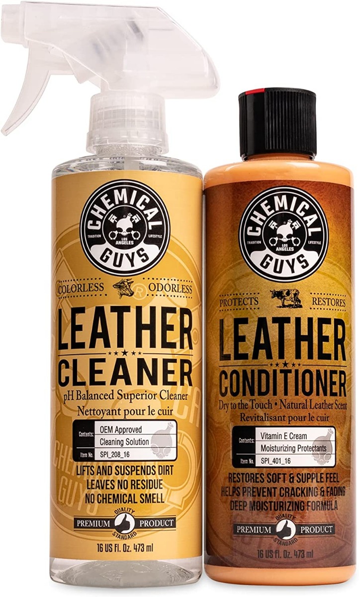 Chemical Guys SPI_109_16 Chemical Guys SPI_109_16 Leather Cleaner and Leather Conditioner Kit for Use on Leather Apparel, Furniture, Car Interiors, Shoes, Boots, Bags & More (2 - 16 fl oz Bottles)