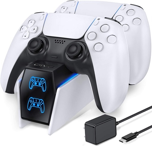 PS5 controller charger station for fast charging of two controllers at once.
