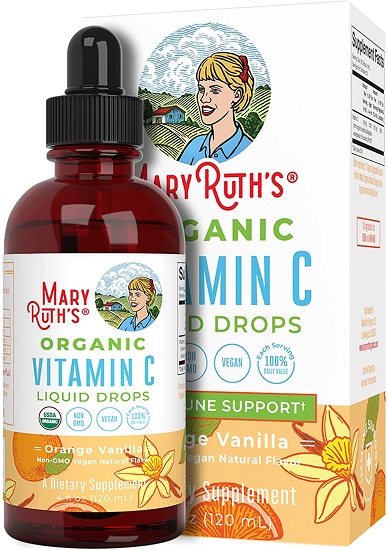 Vitamin C Supplement for Women & Men | USDA Organic Vitamin C Liquid Drops for Adults| Vitamin for Immune Support & Overall Health | Vegan | Non-GMO | Gluten Free | 4 Fl Oz
