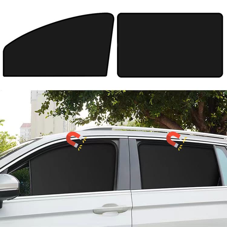 Car Side Window Sun Shades, Window Sunshades Privacy Curtains, 100% Block Light for Breastfeeding, Taking a nap, Changing Clothes, Camping (Front&Back 4pcs)