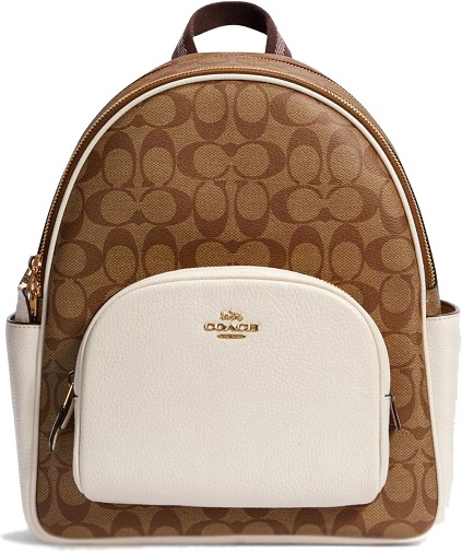 Coach Women's Court Backpack In Signature Canvas (Khaki - Chalk)