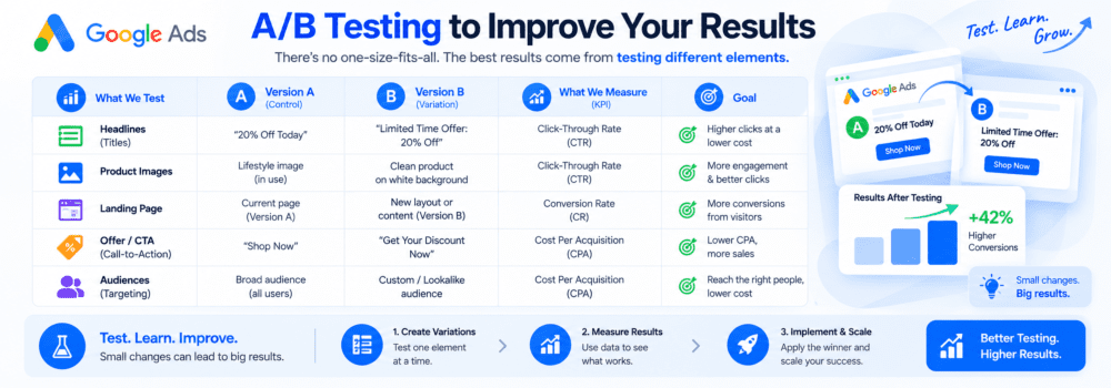 A B testing for Google Ads and ecommerce optimization