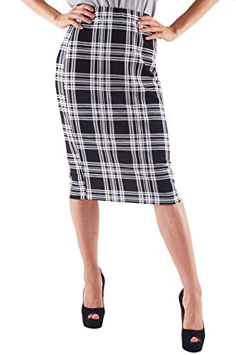 Hybrid & Company Women High Waist Sexy Casual Stretchy Midi Skirt for Summer S15068 Black S