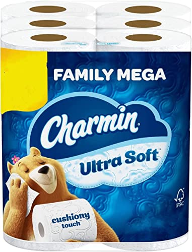 Charmin Ultra Soft Cushiony Touch Toilet Paper, 24 Family Mega Rolls = 123 Regular Rolls