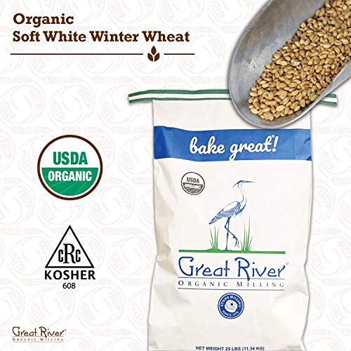 Great River Organic Milling, Whole Grain, Soft White Winter Wheat, Organic, 25-Pounds (Pack of 1)