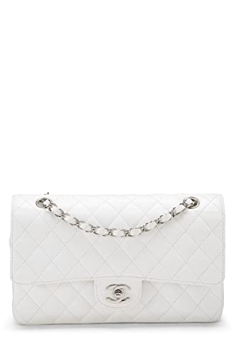 Chanel, Pre-Loved White Quilted Caviar Classic Double Flap Medium, White