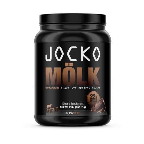 Jocko Mölk Whey Protein Powder (Chocolate) - Keto, Probiotics, Grass Fed, Digestive Enzymes, Amino Acids, Sugar Free Monk Fruit Blend - Supports Muscle Recovery and Growth - 31 Servings