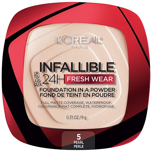 L'Oreal Paris Infallible Fresh Wear Foundation in a Powder, Up to 24H Wear, Pearl, 0.31 oz.