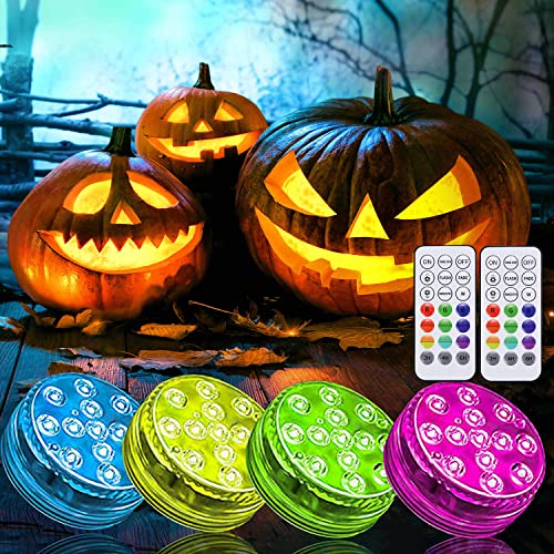 Halloween LED Pumpkin Lights Battery Operated Jack-O-Lantern Lights Waterproof Color Changing Pumpkin Lights with Timer / Remote for Halloween Pumpkin Decorations 4pcs