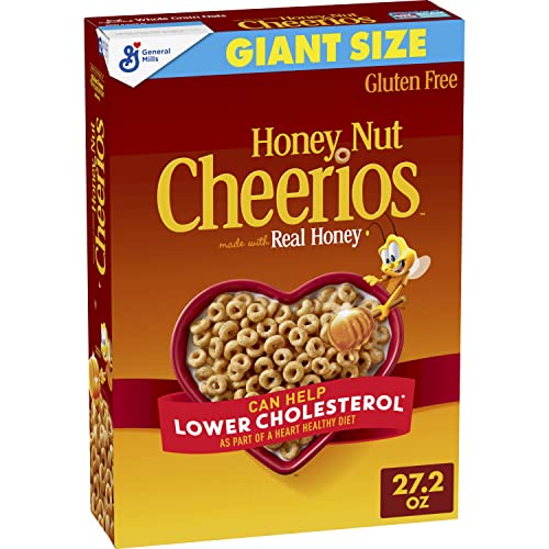 Honey Nut Cheerios Heart Healthy Cereal, Gluten Free Cereal With Whole Grain Oats, Giant Size, 27.2 OZ