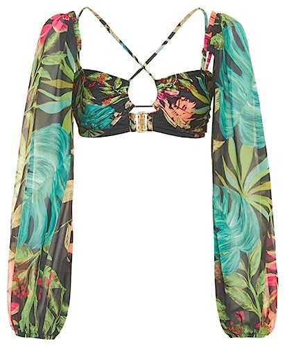 Patbo, Tropicalia Stretch Cropped Top, S, Black