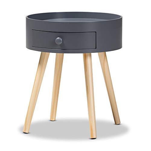 Baxton Studio Jessen 15" Wide Gray Wood 1-Drawer Nightstand