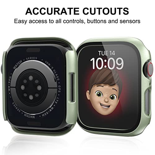 Cuteey 12 Pack Case for Apple Watch Series 8 7 41mm Tempered Glass Screen Protector, All Round Full Hard PC Leopard Pattern Cover Bumper for iWatch 8 7 Accessories