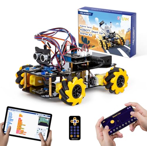ACEBOTT Robot Kit, Robotics for Kids Ages 8-12, STEM Toys for Boys with Remote & App Control, Arduino & Scratch Compatible, Science Kits for Kids Age 8-12, Gift for Boys & Girls(Yellow)