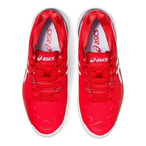 ASICS Women's Gel-Resolution 8 Clay Tennis Shoes, 6, Fiery RED/White