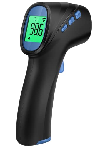 Touchless Thermometer for Adults, Digital Infrared Thermometer Gun, Forehead and Object 2 in 1 Mode, Fast Accurate Results with Fever Alarm