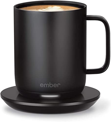 Amazon Renewed Ember Temperature Control Smart Mug 2, 10 oz, 1.5-hr Battery Life - App Controlled Heated Coffee Mug - Improved Design (Renewed) (10oz Black)