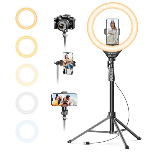 UBeesize 12'' Selfie Ring Light with 62’’ Tripod Stand for Video Recording, Live Streaming(YouTube, Instagram, TIK Tok), Compatible with Phones, Cameras and Webcams
