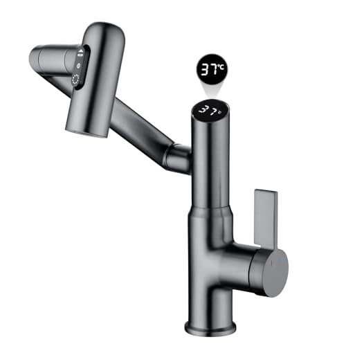 Smart temperature Bathroom Faucet,Single Handle Bathroom Faucet,Bathroom Sink Faucet,kitchen faucet taps (Matte grey)