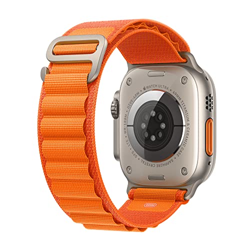 Apple Watch Ultra [GPS + Cellular 49mm] Smart Watch w/Rugged Titanium Case & Orange Alpine Loop Small. Fitness Tracker, Precision GPS, Action Button, Extra-Long Battery Life, Brighter Retina Display