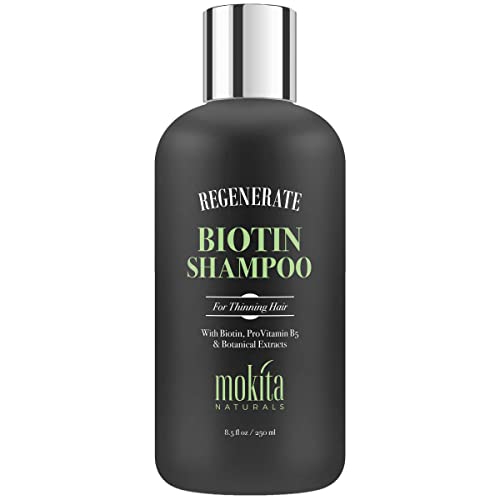Mokita Naturals Hair Thickening Shampoo & Biotin Shampoo for Hair Volumizing Shampoo for Thinning Hair and Fine Hair, Regrowth Thickening Products for Men Women, Sulfate Free & Vegan Friendly Mens Shampoo 8.5 Ounces