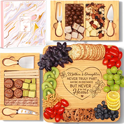 Fimibuke Gifts for Mom - Gifts for Mothers Day Mom Gift from Daughter Son Kids Husband Bamboo Best Mom Gift Cheese & Charcuterie Board Kitchen Cooking Serving Tray Xmas Birthday Present for Women Wife