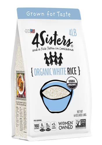 4 Sisters Long Grain White Rice - Organic - USA Grown - Sustainably Farmed - Farm to Table - Women Owned - 4lb