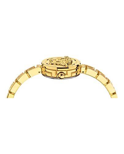 Versace Medusa Secret Collection Luxury Womens Watch Timepiece with a Gold Bracelet Featuring a IP Yellow Gold Case and Black Dial