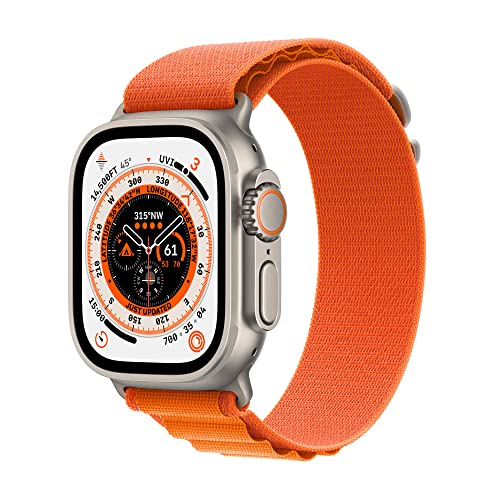 Apple Watch Ultra [GPS + Cellular 49mm] Smart Watch w/Rugged Titanium Case & Orange Alpine Loop Small. Fitness Tracker, Precision GPS, Action Button, Extra-Long Battery Life, Brighter Retina Display