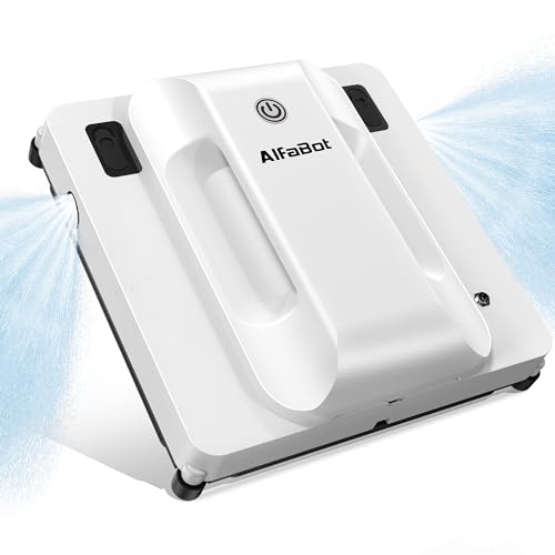 AlfaBot Window Cleaning Robot, 4500PA High Suction Power Window Cleaner with Dual Water Spray,3.0 Path Planning, Edge Detection Technology,Perfect for High-Rise Windows, Big Glass