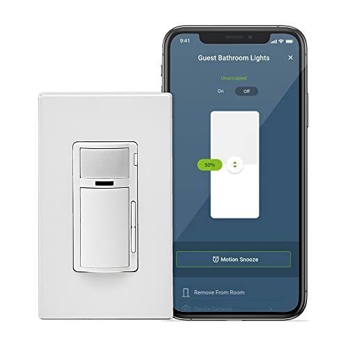 Leviton Decora Smart Motion Sensing Dimmer Switch, Wi-Fi 2nd Gen, Neutral Wire Required, Works with My Leviton, Alexa, Google Assistant, Apple Home/Siri & Wired or Wire-Free 3-Way, D2MSD-2RW, White