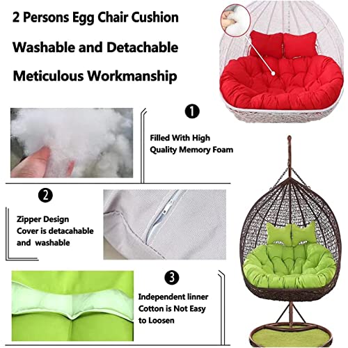 RAZANA Hammock Swing Chair Cushion Double Egg Chair Cushion Luxury Outdoor Patio Wicker Loveseat Hanging Swing Egg Chairs for 2 Persons Patio Backyard Balcony (K)