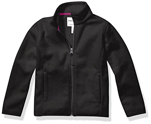 Amazon Essentials Girls' Polar Fleece Full-Zip Mock Jacket, Black, Medium