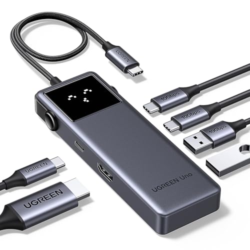 UGREEN Uno 6 in 1 USB-C Hub with 10Gbps USB-C & USB-A Data Ports 4K@60Hz HDMI for MacBook Pro/Air, iPad Pro, Surface, XPS, Thinkpad and More.