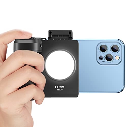 UURIG Smartphone Camera Shutter Remote Handle Grip with Detachable Wireless Remote Control,Three-Speed Adjustable Fill Light for iPhone Samsung Google OnePlus Phones Video/Photo Shooting