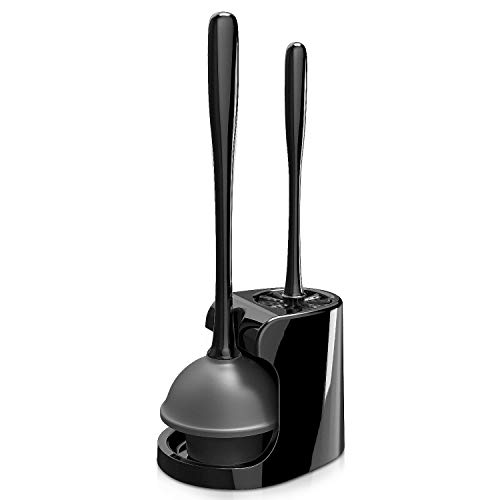 Plunger effectively unclogging a toilet bowl.
