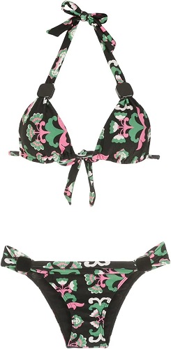 Adriana Degreas, Twisted Flower Long Triangle Bikini, M, Black