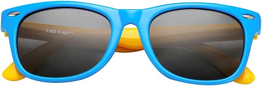 Kids Polarized Sunglasses TPEE Rubber Flexible Shades for Girls Boys Age 3-9 (Blue Frame/Grey Lens)