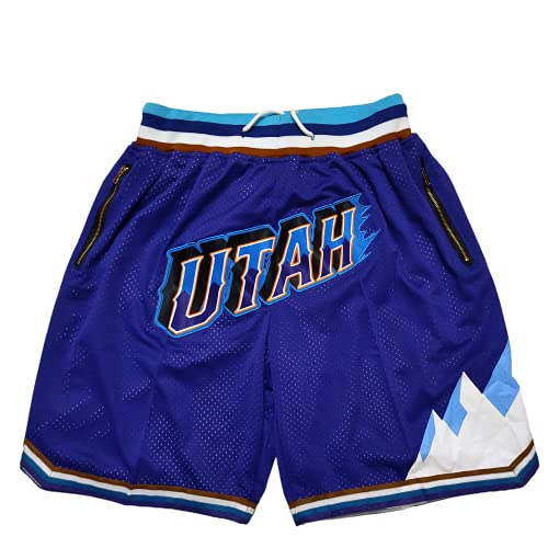 BoyRose Mens Basketball Shorts, Men Retro Mesh Embroidered with Pockets, Fans Workout Gym Athletic Casual Shorts for Men Women Running Cycling Hiking (Small, Purple)