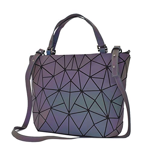ESOVIO Irregular Geometric Luminous Shoulder Bag And Handbags For Lady Grid Holographic Reflective Purses Totes Shopping Rucksack