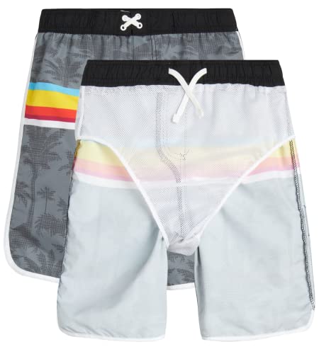 iXtreme Boys' Rash Guard Set - 2 Piece UPF 50+ Quick Dry Swim Shirt and Bathing Suit (12M-18), Size 24 Months, Grey/Red Surf Camp