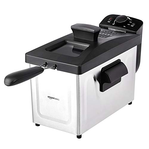 Amazon Basics 3 Liter Electric Deep Fryer with Adjustable Temperature, Stainless Steel