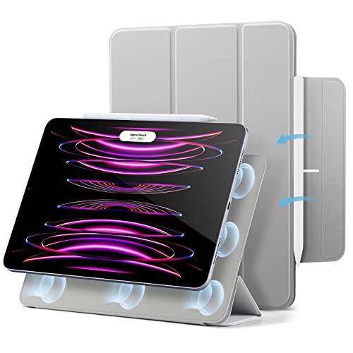 ESR for iPad Pro 12.9 Case, 12.9 Inch iPad Pro Case (2022/2021/2020, 6th/5th/4th Generation), Convenient Magnetic Attachment, 2-Way Stand, Full Pencil 2 Support, Rebound Magnetic Case, Grey