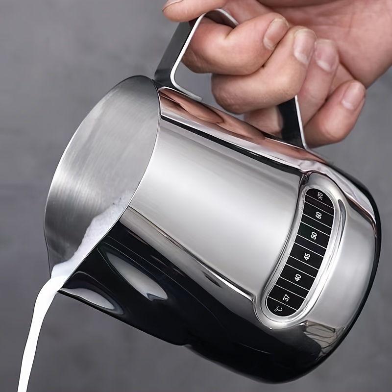 1pc Stainless Steel Milk Frothing Pitcher with Temperature Display