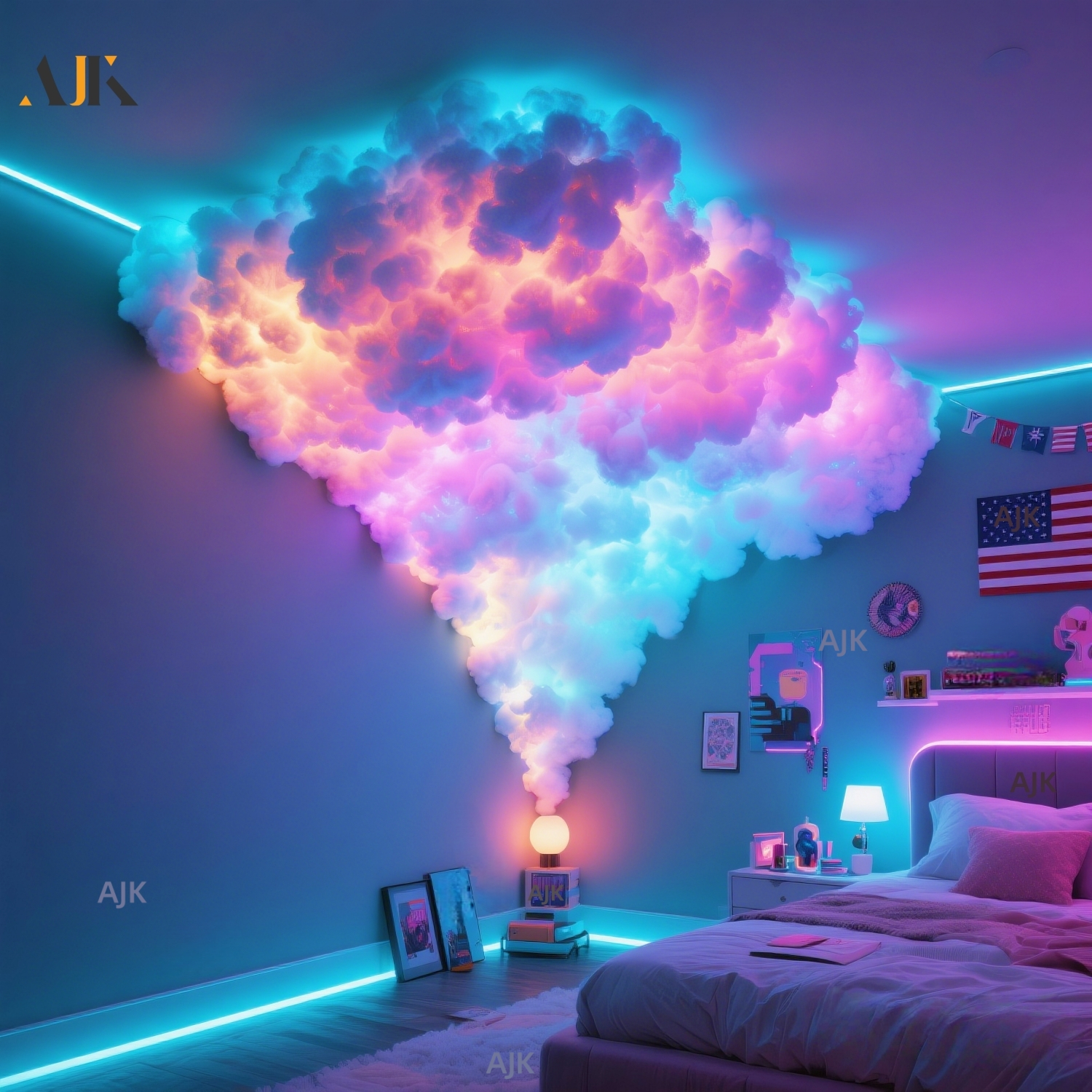 AJK 158 27in LED 3D Cloud Light String Light USB Powered