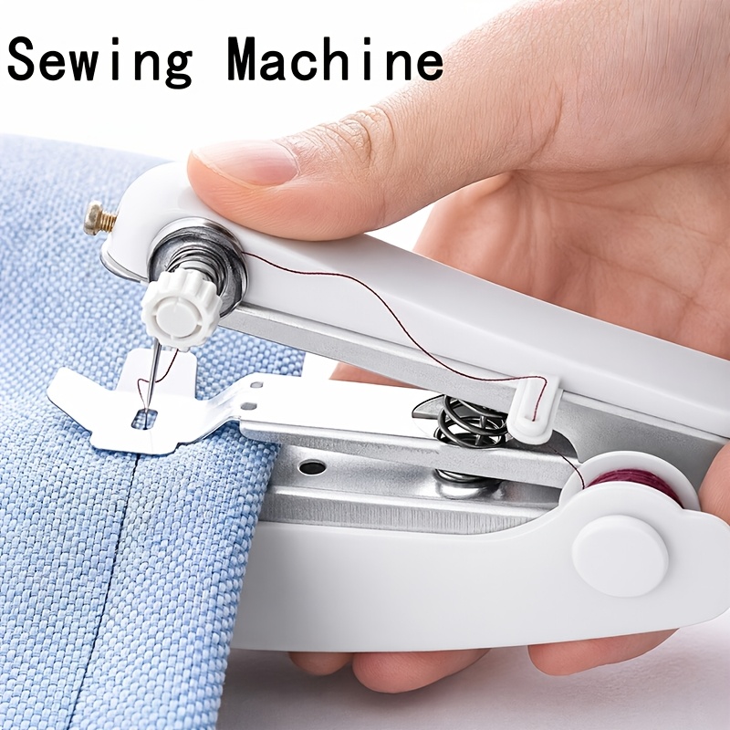 4pcs Heavy Duty Handheld Sewing Machines, Portable Mini Manual Stitching Machine for Quick Repairs DIY, Stainless Steel Small Cordless Sewing Tool for Beginners, for Clothing Curtains Fabric Crafts Without Battery