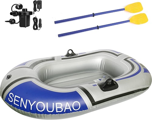 BESTHLS Inflatable Boat Float Raft for Swimming Pool and Lake Safe Comfortable for Adult with Air Pump 2 Oars