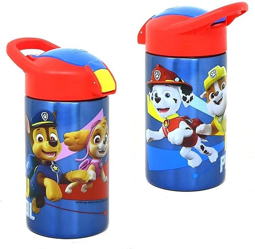 [2-Pack] Paw Patrol 15.5oz Stainless Steel Vector Water Bottle, BPA-free, Blue/Red