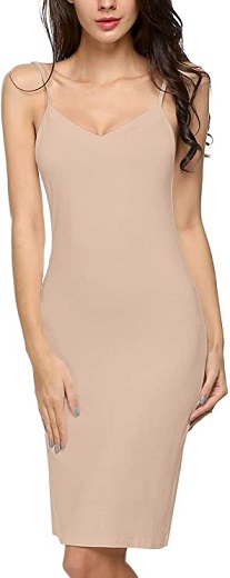 Avidlove Women Full Slips Cotton Blend V Neck Straight Dress Nightwear (nude,XL)