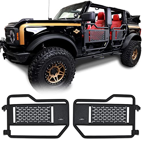 IAG I-Line Tube Front Door Pair fits Ford Bronco Four Door Only 2021 2022 2023 (Black Logo Plate Included)